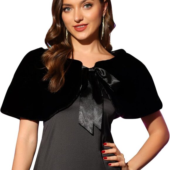 Other - Women's Faux Fur Wrap Shawl Satin Ribbon Bridal Evening Cover Up Small